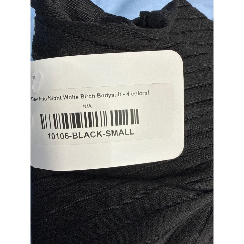 Day Into Night Bodysuit Black Ribbed Wrap V-Neck Sleeveless S, NWT Closet Staple - Picture 2 of 7